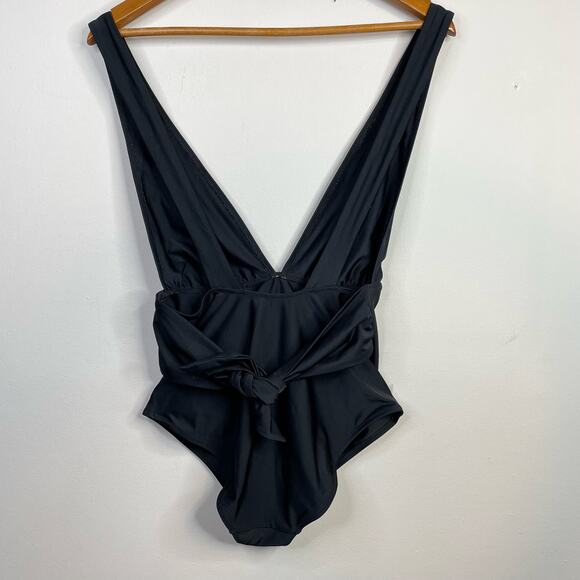 Aerie Black Plunge One Piece Swimsuit Swim Bathing Suit womens S Long Tall - Picture 7 of 13